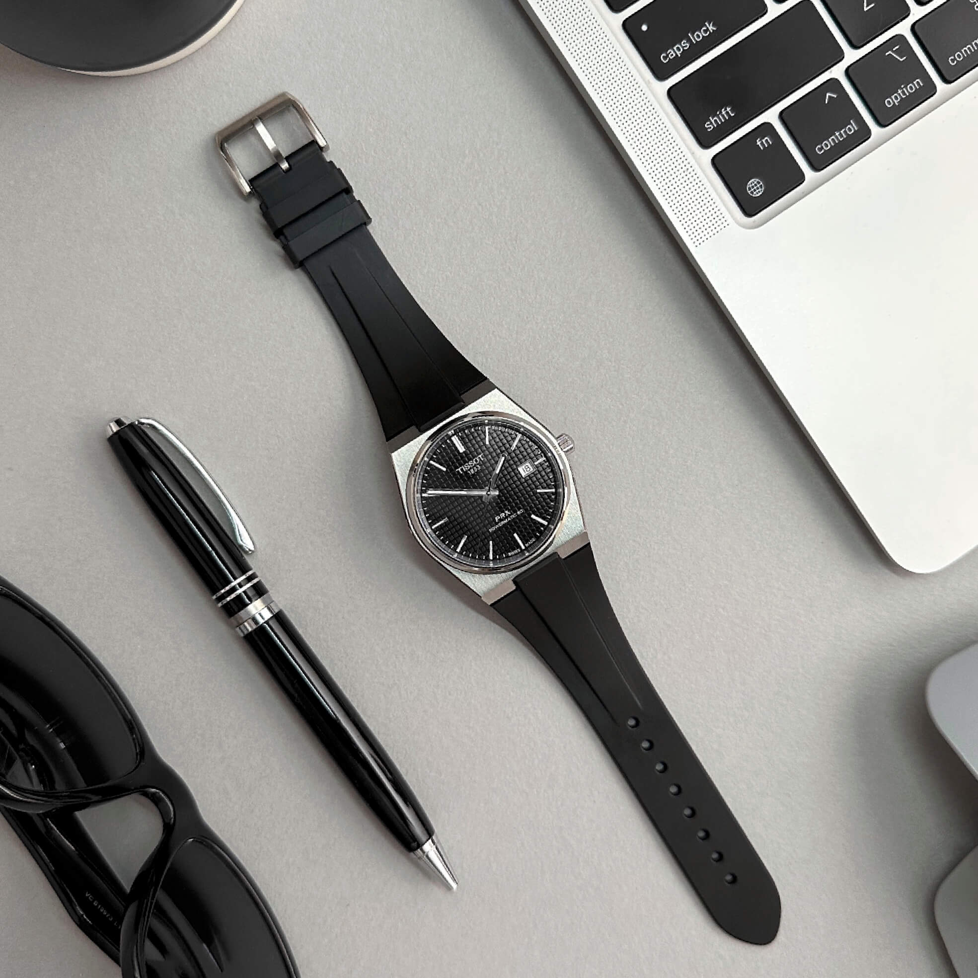 Jet Black FKM Rubber Strap